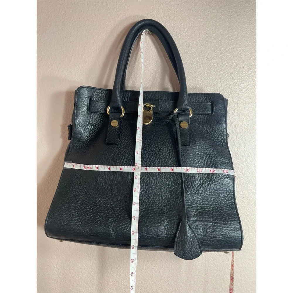 My Choice Black Pebbled Leather Tote Bag Made‎ in Italy Gold Hardware Handbag